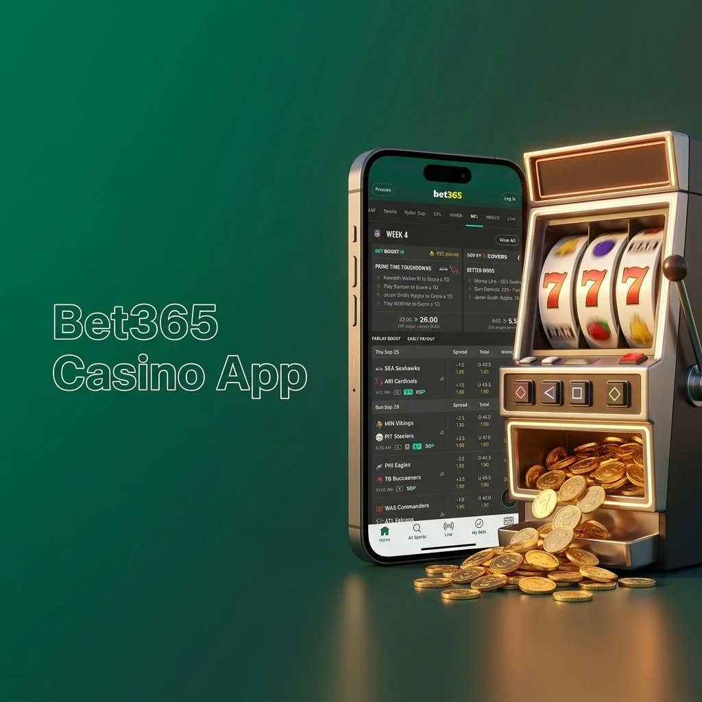 Bet365 casino app interface showing live dealer games, slots, and table games on mobile screen
