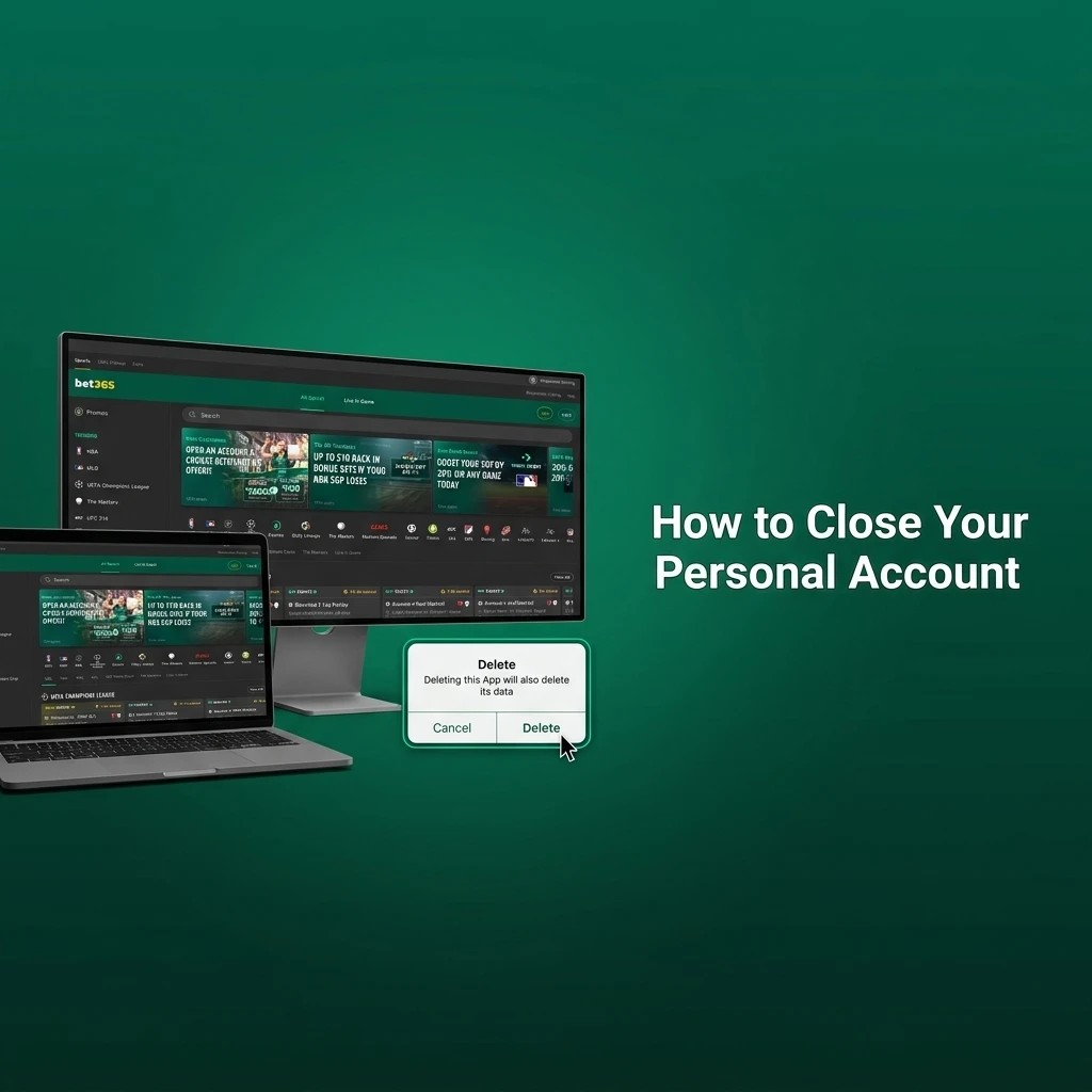 Person closing online gambling account via settings menu, following account closure steps on a website