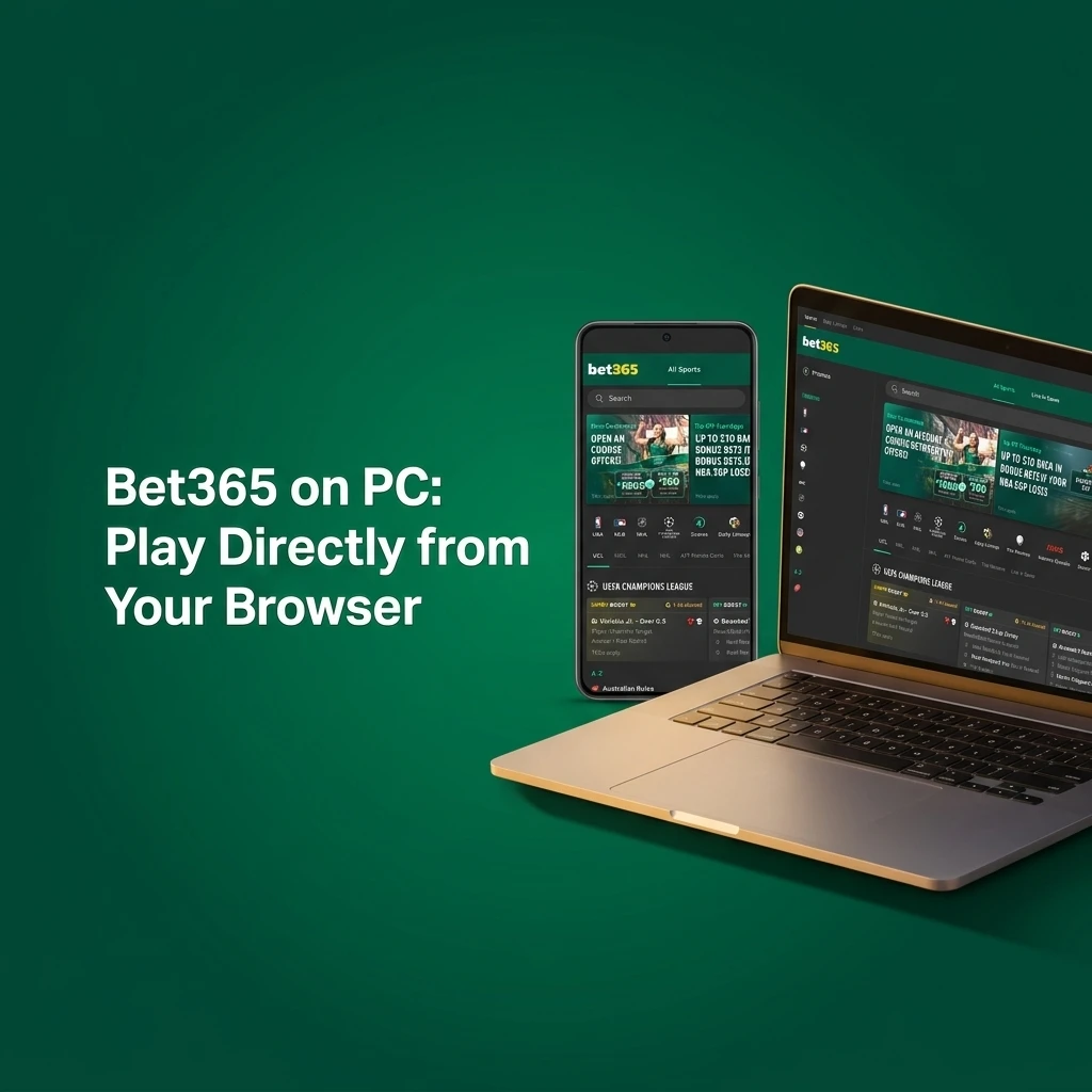 Bet365 browser-based platform on PC showing casino, live games, and sports betting accessible via Chrome or Firefox