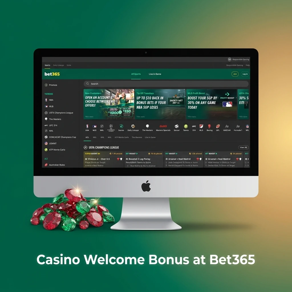 Bet365 India casino welcome bonus offering 15% on first deposit up to INR 4,000 for new players