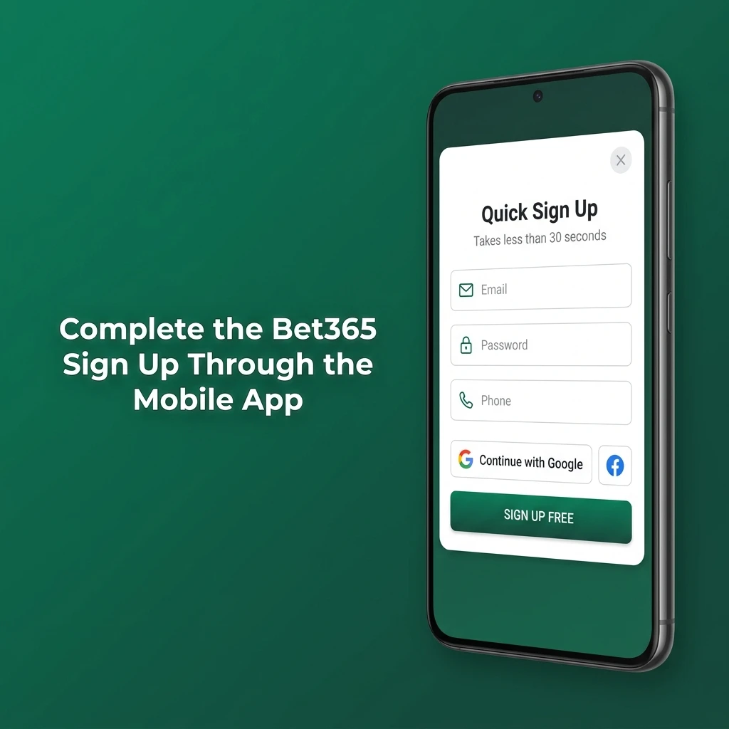 Bet365 mobile app sign-up process showing registration steps for Android and iOS devices in India