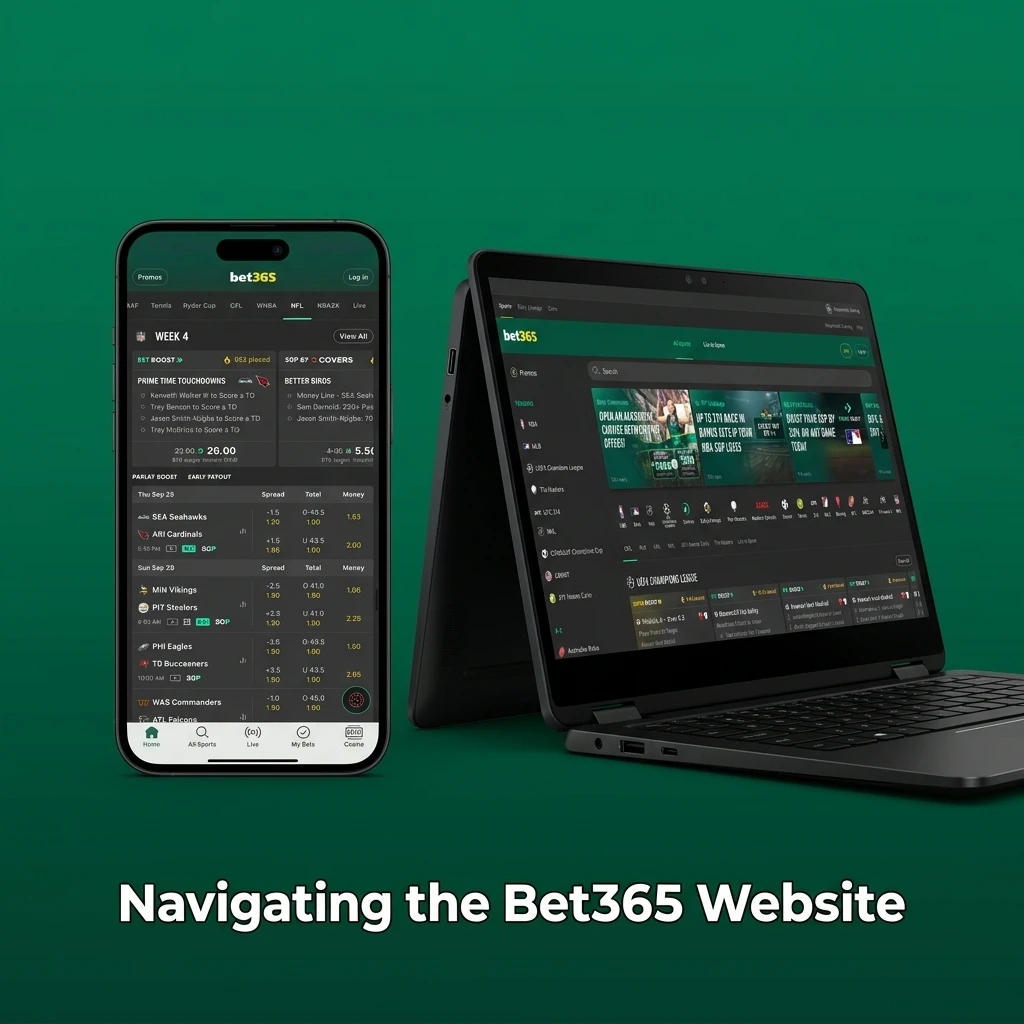 Bet365 website top navigation bar showing Sports, In-Play, Casino, Live Casino, Virtual Sports and Promotions sections