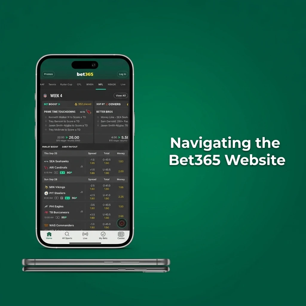 Bet365 website top navigation bar showing Sports, Live Betting, Casino and Promotions sections for India users