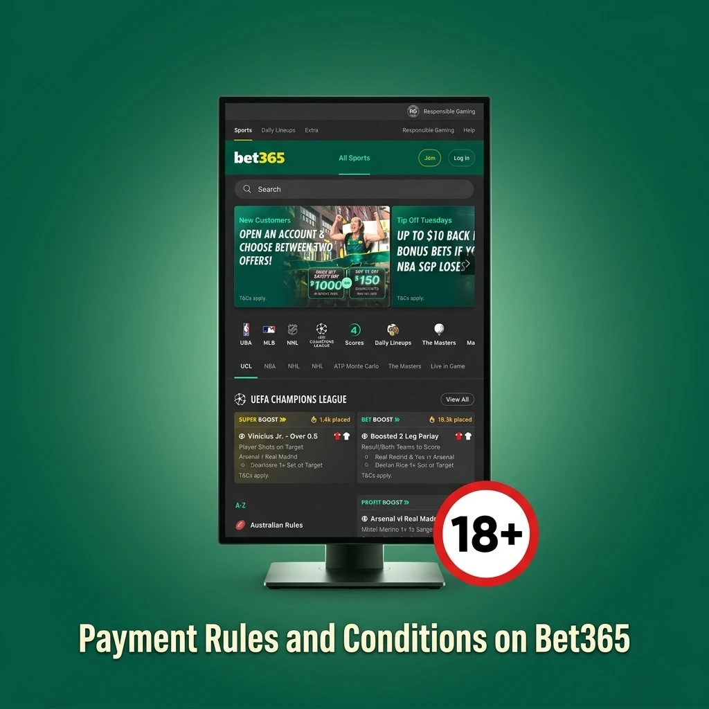 Bet365 payment rules including verification, withdrawal limits, bonus wagering, and INR transactions for Indian players