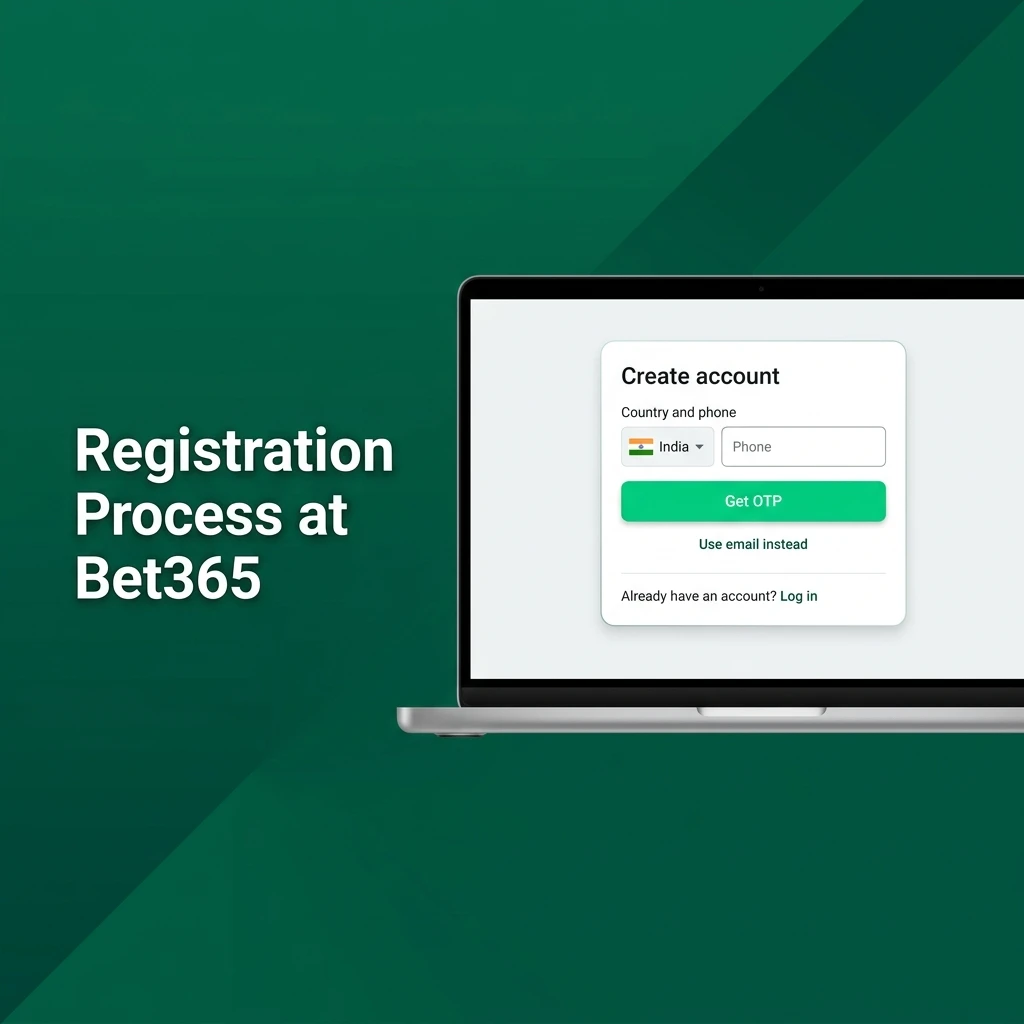 Bet365 registration process steps showing sign-up form for Indian users to create account and access betting and casino games