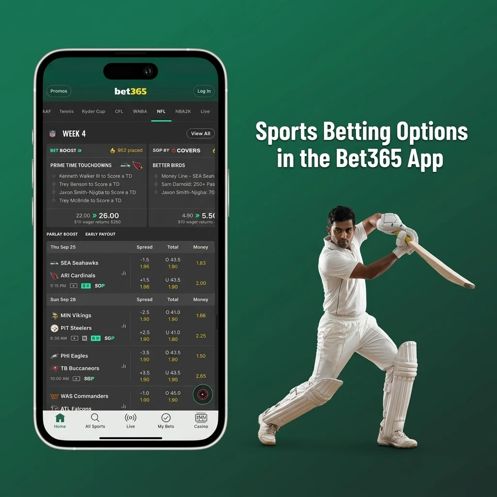 Bet365 app sports betting options including cricket, football, kabaddi, eSports and more for Indian users